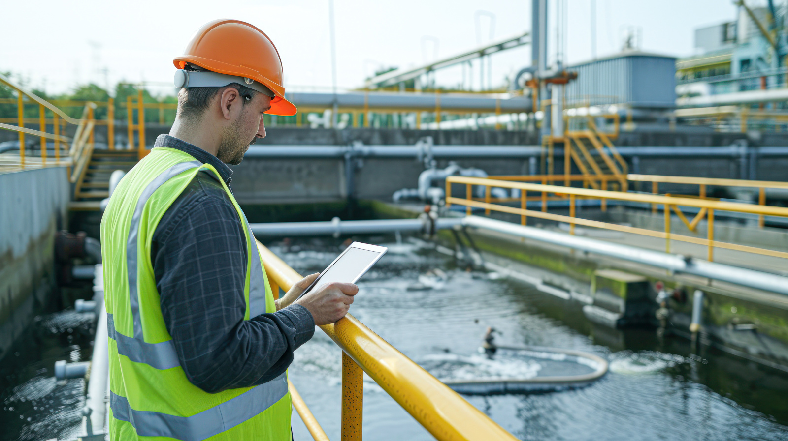 Environmental Engineer Inspecting a Wastewater Treatment Plant with NestForms